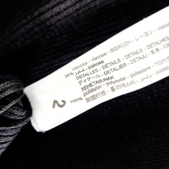 Zara Black Spaghetti Strap Ribbed Fringe Hem Midi / Maxi Dress Size Large - Picture 4 of 5